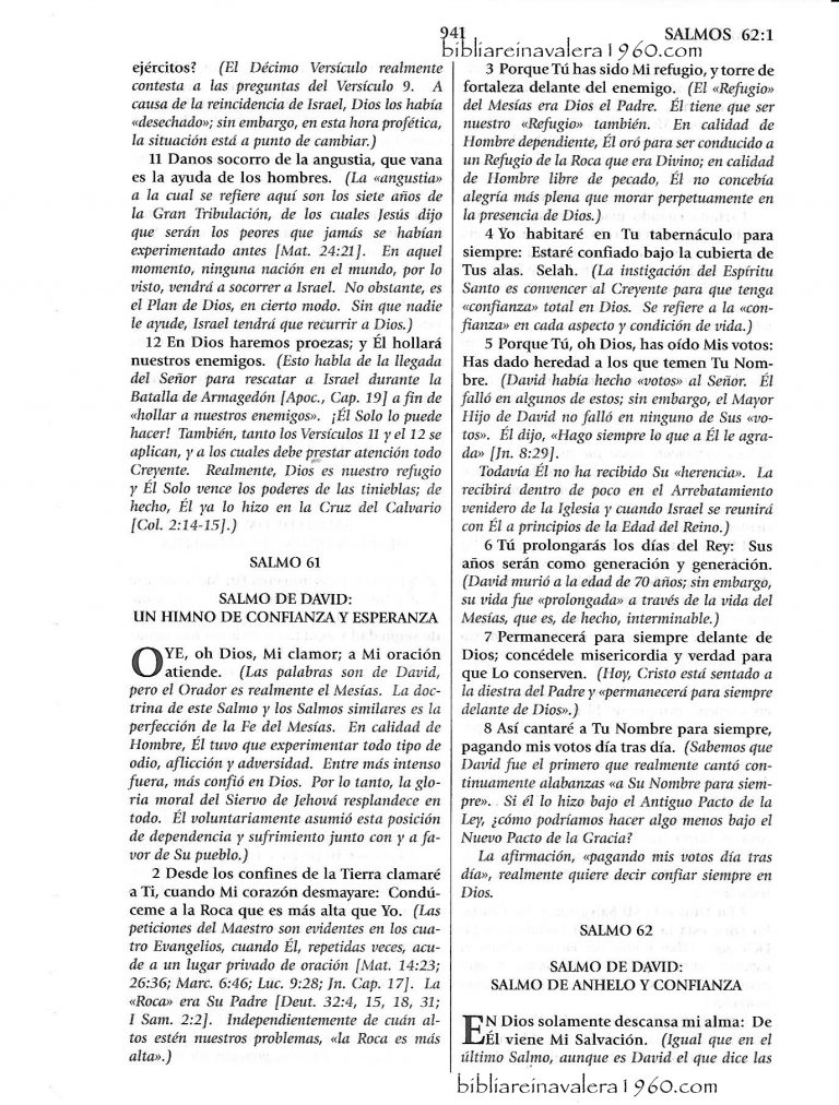 Salmos 62 Explicacion Biblia Reina Valera 1960
